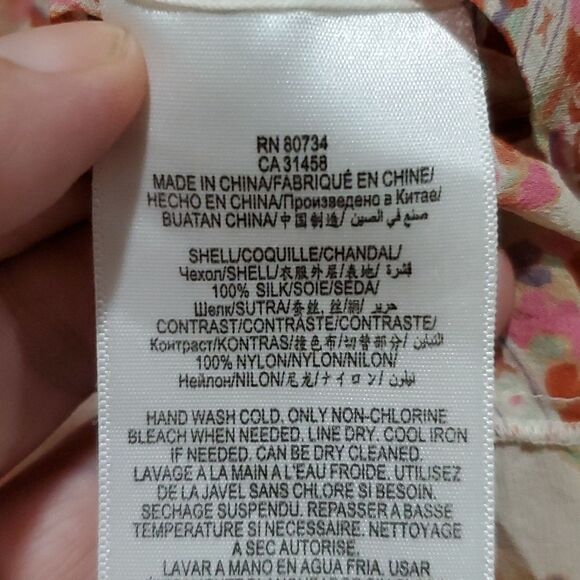 BCBGMaxAzria 100% Silk Cerise Pink Clay Combo Sheer Blouse Size XXS - Picture 12 of 13